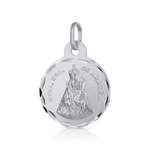 Medalla de Plata de Nuestra Señora de Araceli de 15mm de diámetro diamantado clásico