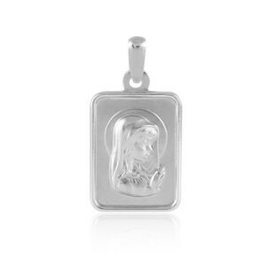 Medalla-Virgen-Nina-Velo-rectangular-16x12mm-filo-pulido-plata-925-1a-ley