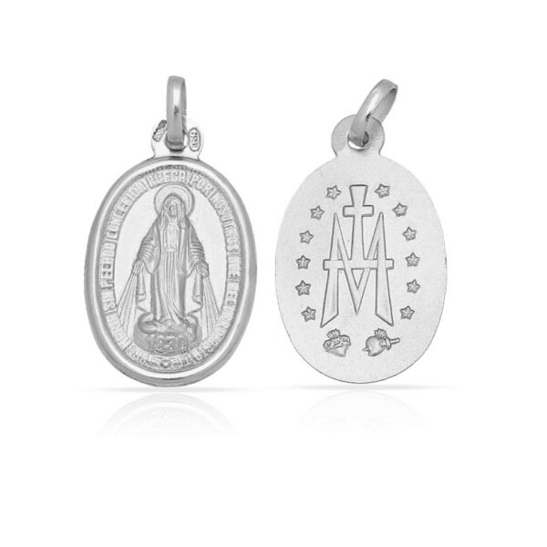 Medallas de oro plata Medalla de Plata de la Virgen Milagrosa de forma Oval 15x11mm Venta on line de Relojes y Medallas religiosas Medalla- ovalada-Virgen-de-la-Milagrosa-15mm-Plata925