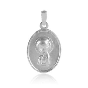 Medalla Virgen Niña_Colita_Oval_14x18 plata 925