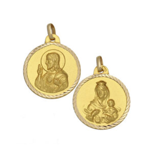 Medalla-Escapulario-Virgen-Carmen-Sagrado-Corazon-Redondo-tallado-helice-16mm-Oro