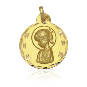 Medalla-Virgen-Nina-Colita-17mm-Oro-diamantado-clasico-circular