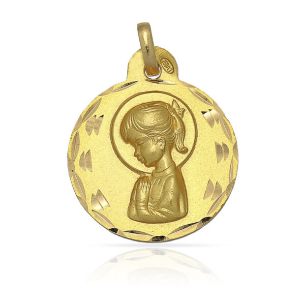 Medalla-Virgen-Nina-Colita-17mm-Oro-diamantado-clasico-circular