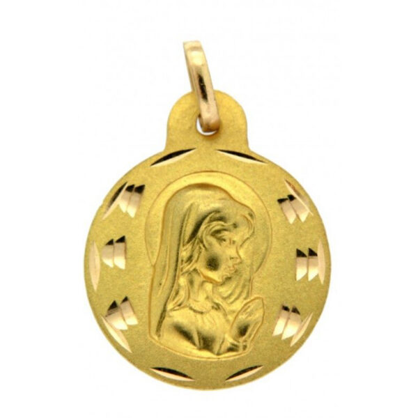 Medalla-Virgen-Nina-Velo-17mm-Oro-diamantado-clasico-circular
