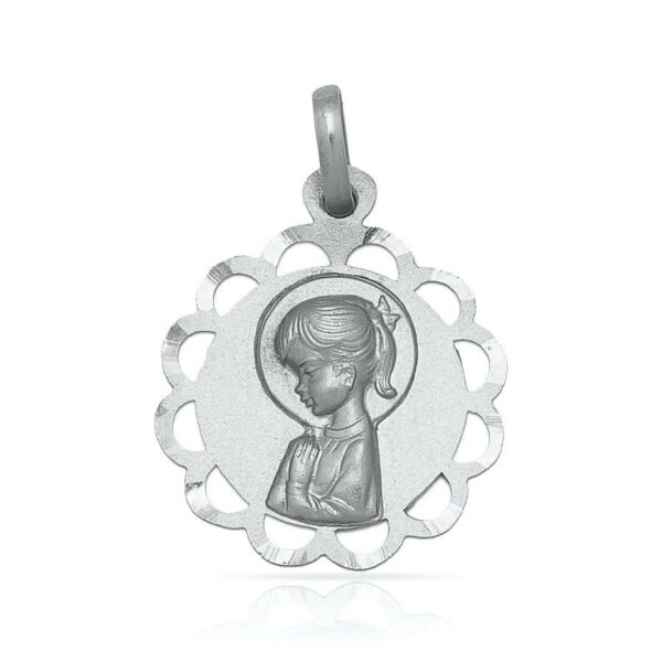 Medalla-Virgen-Nina-Colita-Flor-17mm-Plata