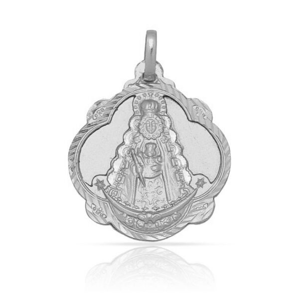 Medalla-Virgen-del-Rocio-Pandereta-20mm-Plata925-A-1aLey