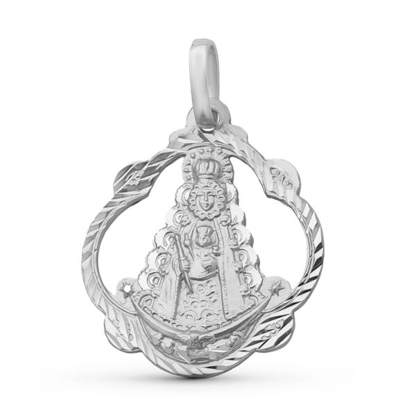 Medalla-Virgen-del-Rocio-en-Pandereta-Calada-de-20mm-Plata-925