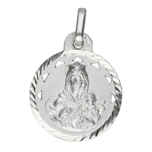 medalla-plata-Virgen del Carmen-18mm-Calado-Triangulos