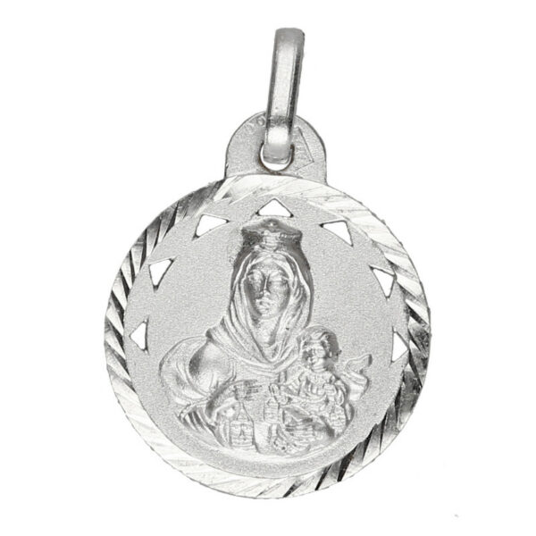 medalla-plata-Virgen del Carmen-18mm-Calado-Triangulos