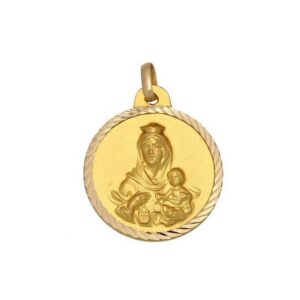 Medalla-Virgen-Carmen-Redonda-tallado-helice-18mm-Oro