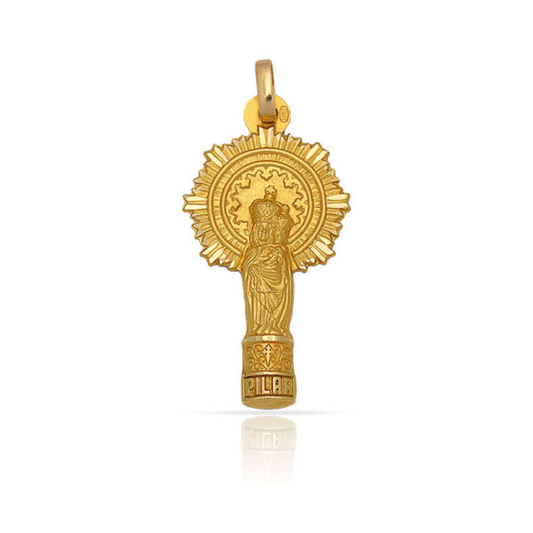 Medalla-Virgen-del-Pilar-silueta-20mm-Oro-18k