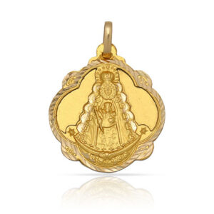 Medalla-Virgen-del-Rocio-Pandereta-20mm-Oro18k-R408