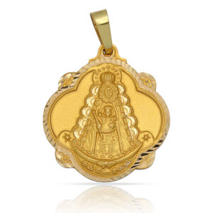 Medalla-Virgen-del-Rocio-Pandereta-24mm-Oro-18k