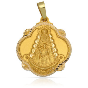 Medalla-Virgen-del-Rocio-Pandereta-30mm-Oro18k