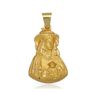 Medalla-Virgen-del-Rocio-Pastora-Silueta-25mm-Oro