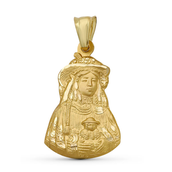 Medalla-Virgen-del-Rocio-Pastora-Silueta-25mm-Oro18k-R414