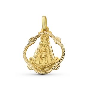 Medalla-Virgen-del-Rocio-en-Pandereta-Calada-de-16mm-Oro-18k