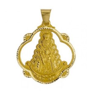 Medalla-Virgen-rocio-pandereta-calada-40mm-oro18k