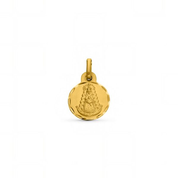 Medalla-redonda-Virgen-del-Rocio-15mm-Oro18k-R395