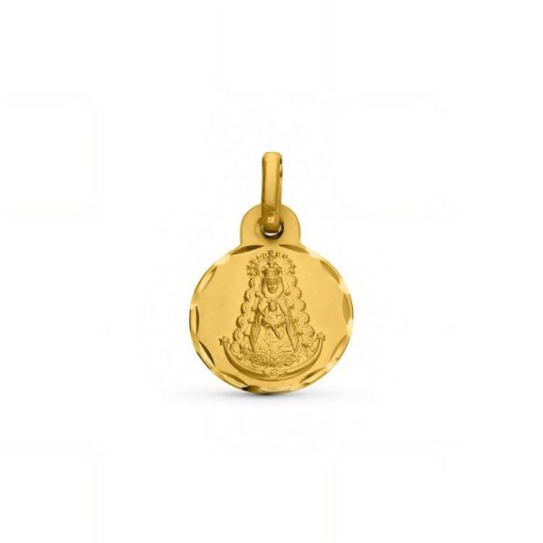 Medalla-redonda-Virgen-del-Rocio-17mm-Oro18k-R396