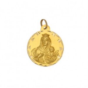 Medalla-religiosa-redonda-de-oro-virgen-del-carmen-diamantado-clasico-circular-en-17-mm