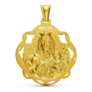 Medalla Virgen del Carmen Pandereta Calada 20mm Oro-389-40