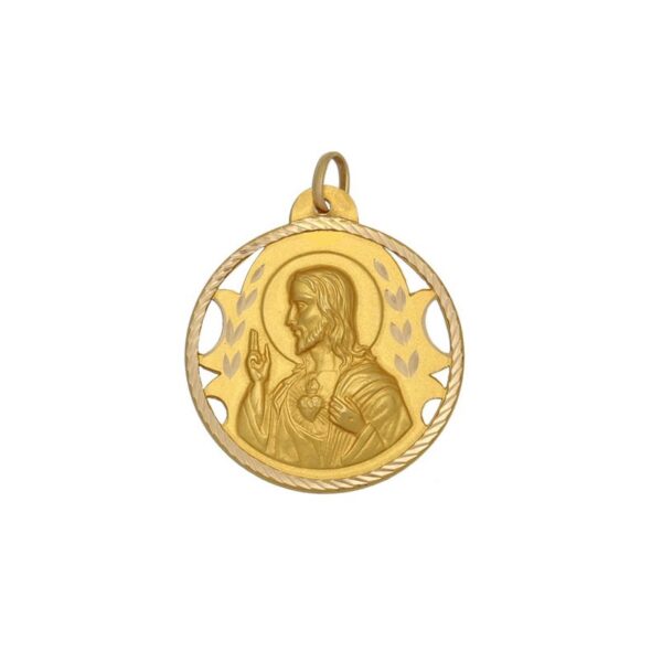 Medalla-Escapulario-Calado-Virgen-Carmen-Sagrado-Corazon-Redondo-tallado-helice-20mm-Oro