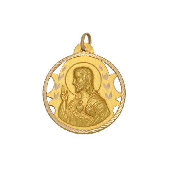 Medalla-Escapulario-Calado-Virgen-Carmen-Sagrado-Corazon-Redondo-tallado-helice-22mm-Oro18k