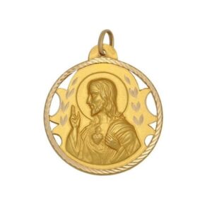 Medalla-Escapulario-Calado-Virgen-Carmen-Sagrado-Corazon-Redondo-tallado-helice-24mm-Oro