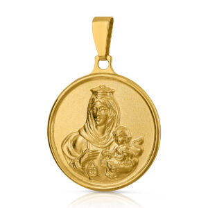Medalla-Redonda-Virgen-Carmen-19mm-Filo-redondeado-pulido-oro 18k