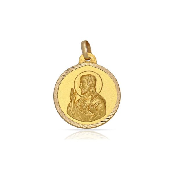 Medalla-Sagrado-Corazon-14mm-tallado-helice-Oro