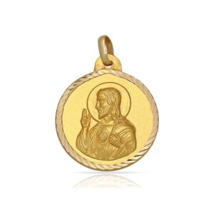 Medalla-Sagrado-Corazon-18mm-tallado-helice-Oro