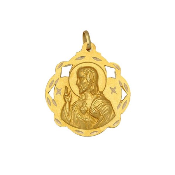 Medalla-Sagrado-Corazon-Pandereta-16mm-oro
