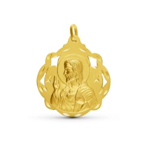 Medalla-Sagrado-Corazon-Pandereta-20mm-oro18k