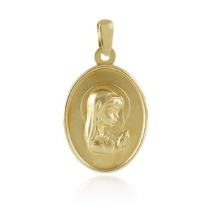 Medalla-Virgen-Nina-Velo-Oval-18x14mm-filo-pulido-plata-Oro-18k