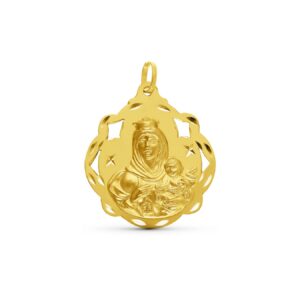 Medalla-Virgen-del-Carmen-Pandereta-Calada-20mm-Oro-386-20