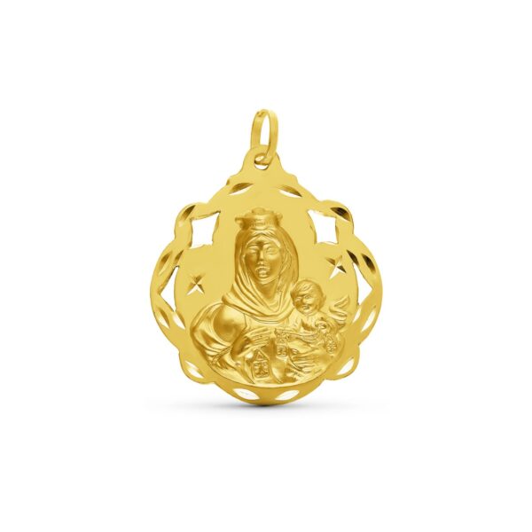 Medalla-Virgen-del-Carmen-Pandereta-Calada-20mm-Oro-386-20