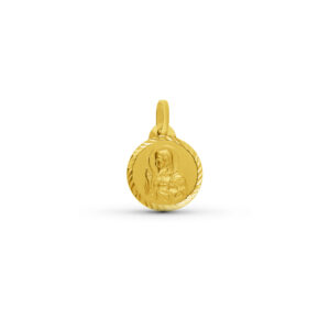 Medalla-redonda-Sagrado-Corazon-de-Jesus-14mm-diamantado-helice-oro-18k