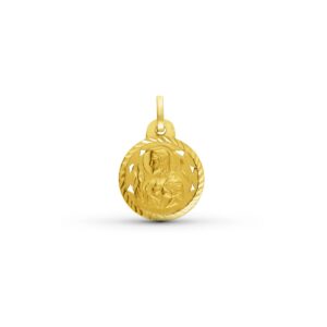 Medalla-redonda-calada-Sagrado-Corazon-de-Jesus-16mm-diamantado-circular-oro-18k