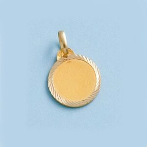 Colgante-Oro-Disco-liso-borde-tallado-helice-14mm