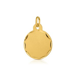Colgante oro Disco-Liso-Mate-diamantado-13mm