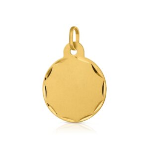 Colgante Oro Disco-Liso-Mate-diamantado-15mm