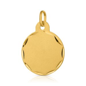 Colgante oro Disco-Liso-Mate-diamantado-17mm