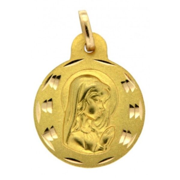Medalla-Virgen-Nina-Velo-19mm-Oro-diamantado-clasico