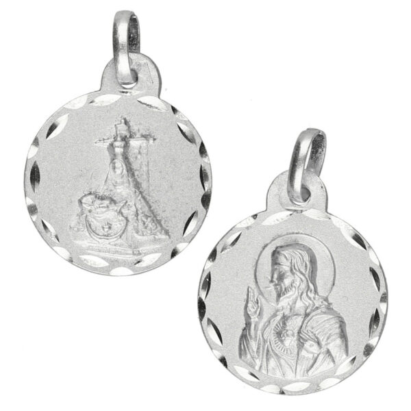 Medallas de oro plata Medalla Escapulario de Plata de la Virgen de las Angustias - Sagrado Corazón de 17mm de diámetro Diamantado clásico Venta on line de Relojes y Medallas religiosas medalla-plata-escapulario-17mm-SCoraz-Vangustias