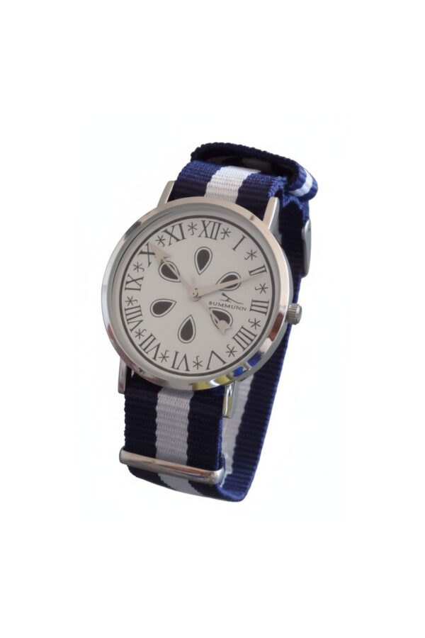 Medallas de oro plata Reloj del Camino de Santiago con Caja Plata de 38mm de diámetro y correa NATO Azul-Blanca-Azul Venta on line de Relojes y Medallas religiosas Reloj Camino de Santiago 38mm NATO Azul-Blanca-Azul