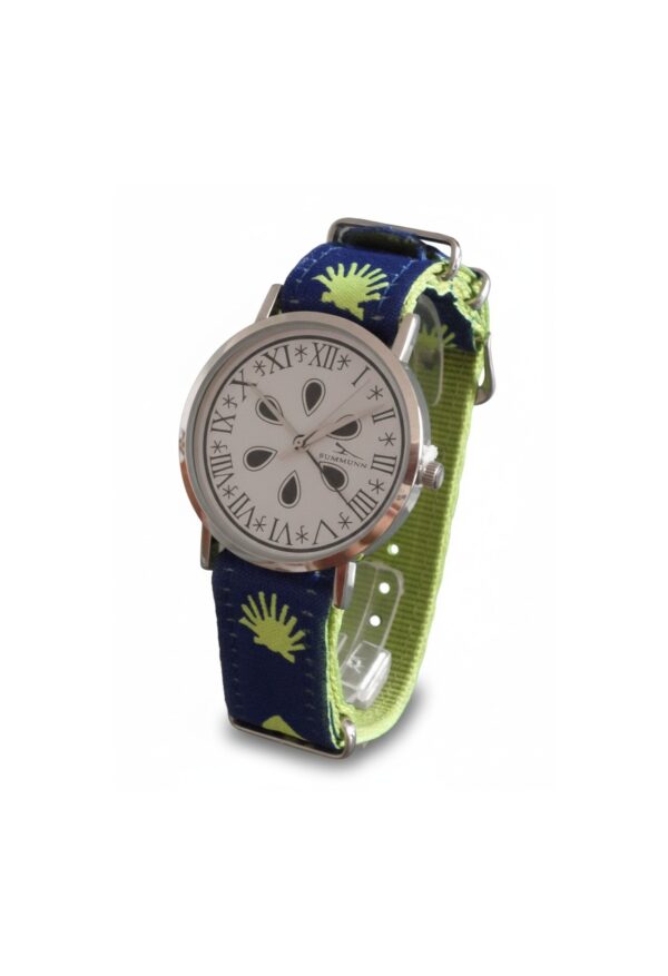 Reloj del Camino Plata 32mm Correa NATO Concha Peregrino Nailon-Tela