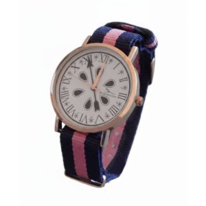 Reloj del Camino de Santiago Caja Oro rosa 38mm Nailon Azul-Rosa-Azul