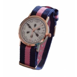 Reloj del Camino de Santiago 32mm de diametro Oro Rosa, NATO Azul-Rosa-Azul