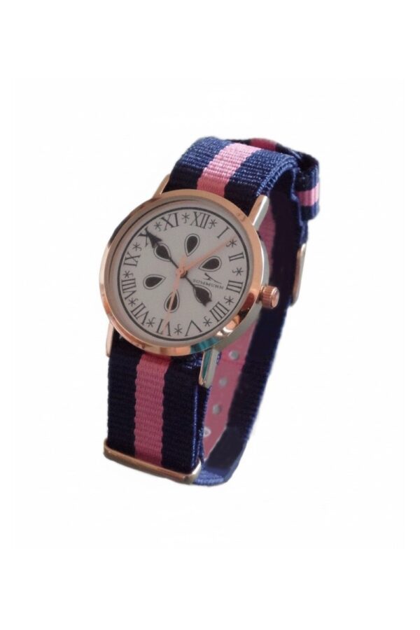 Medallas de oro plata Reloj del Camino de Santiago con Caja Oro Rosa de 32mm NATO Azul-Rosa-Azul Venta on line de Relojes y Medallas religiosas Reloj del Camino de Santiago 32mm de diametro Oro Rosa, NATO Azul-Rosa-Azul